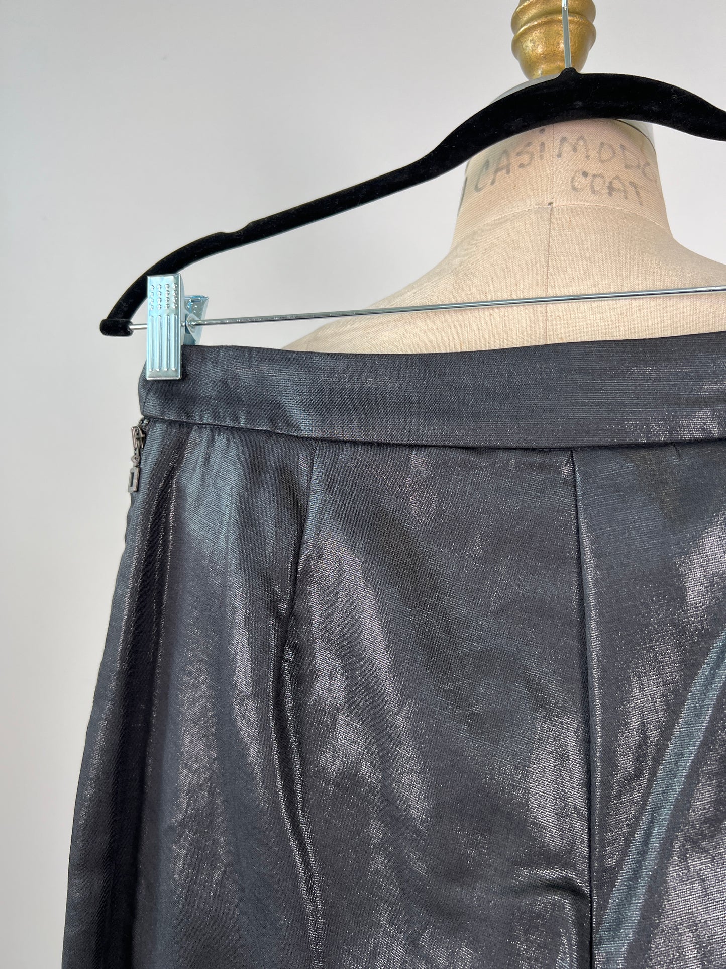Pantalon en coton lustré à fermetures éclair décoratives (XS)