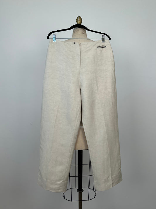 Pantalon en lin et viscose à poche perlée (S+M)