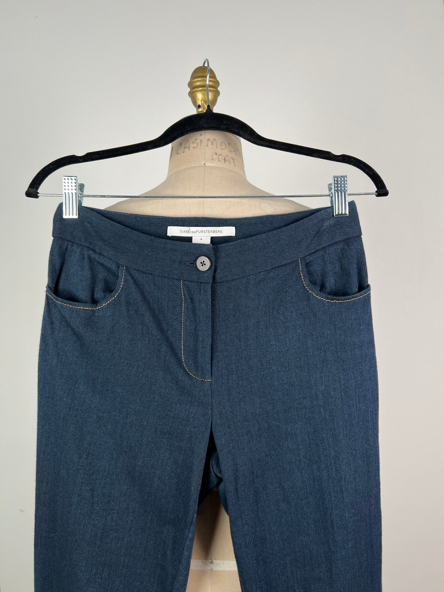Pantalon effet denim en coton extensible (4)