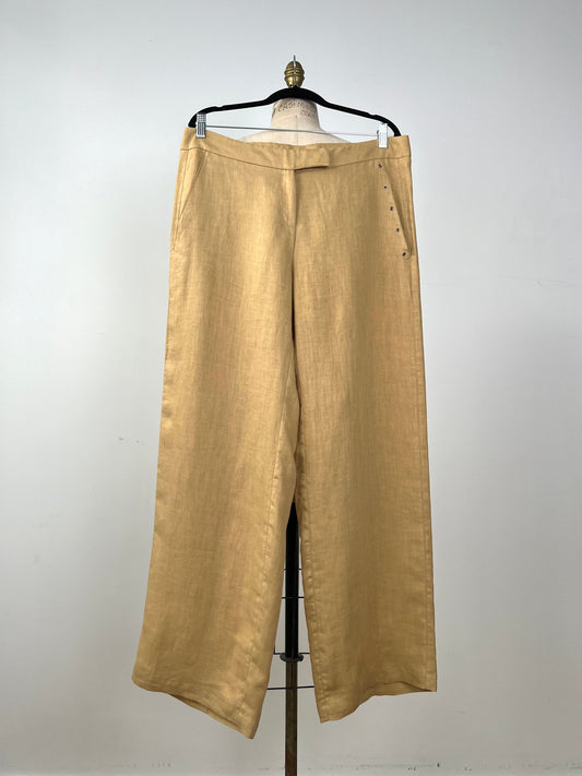 Pantalon droit en lin ambre lavable (L)