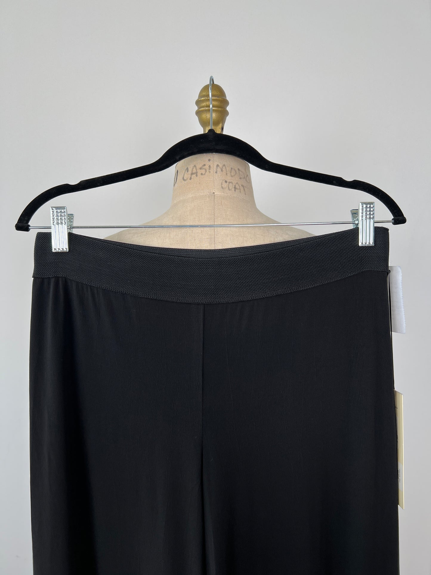 Pantalon corsaire fluide noir à taille élastique (S/M)