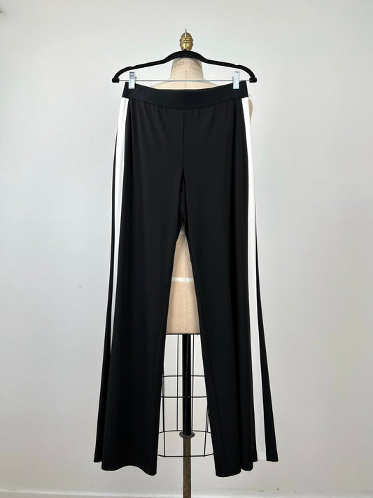 Pantalon sport chic noir à galons blancs (XS à XL)