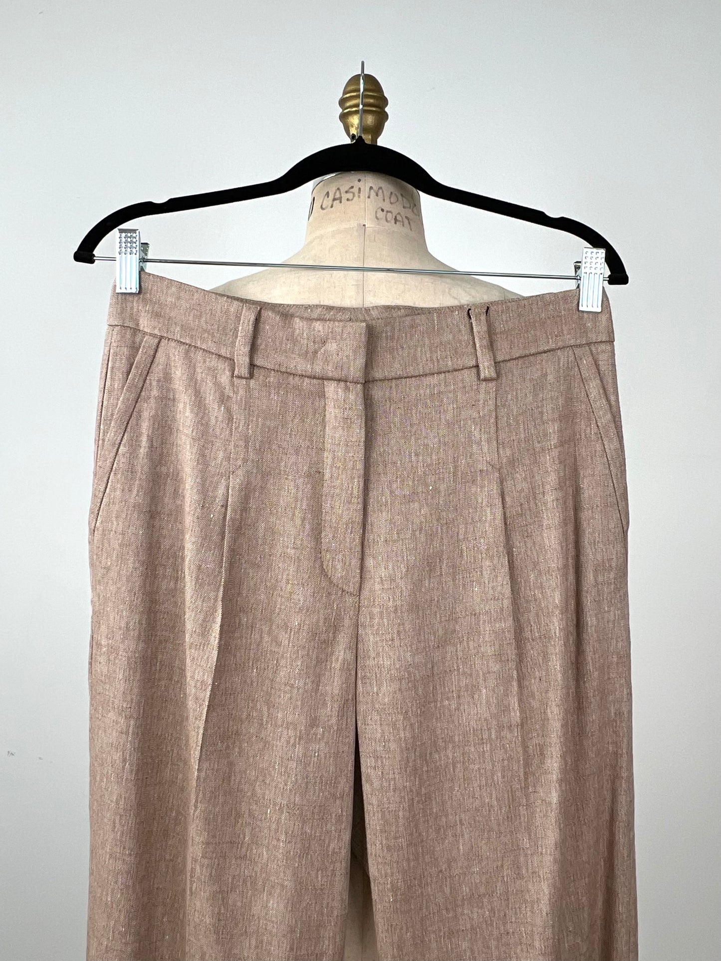 Pantalon tailleur  en tissage moka / crème (8)