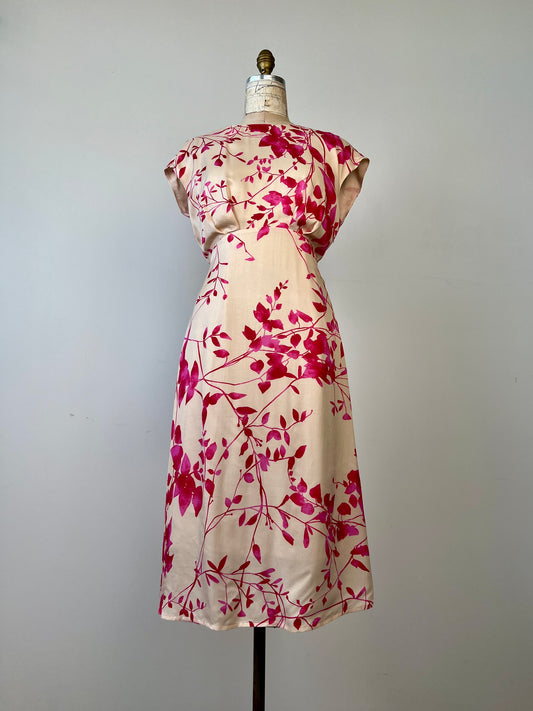 Robe vanile à motif floral rose lavable (6-12)