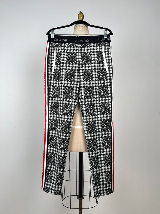 Pantalon technique noir et blanc à galons tricolores (6)