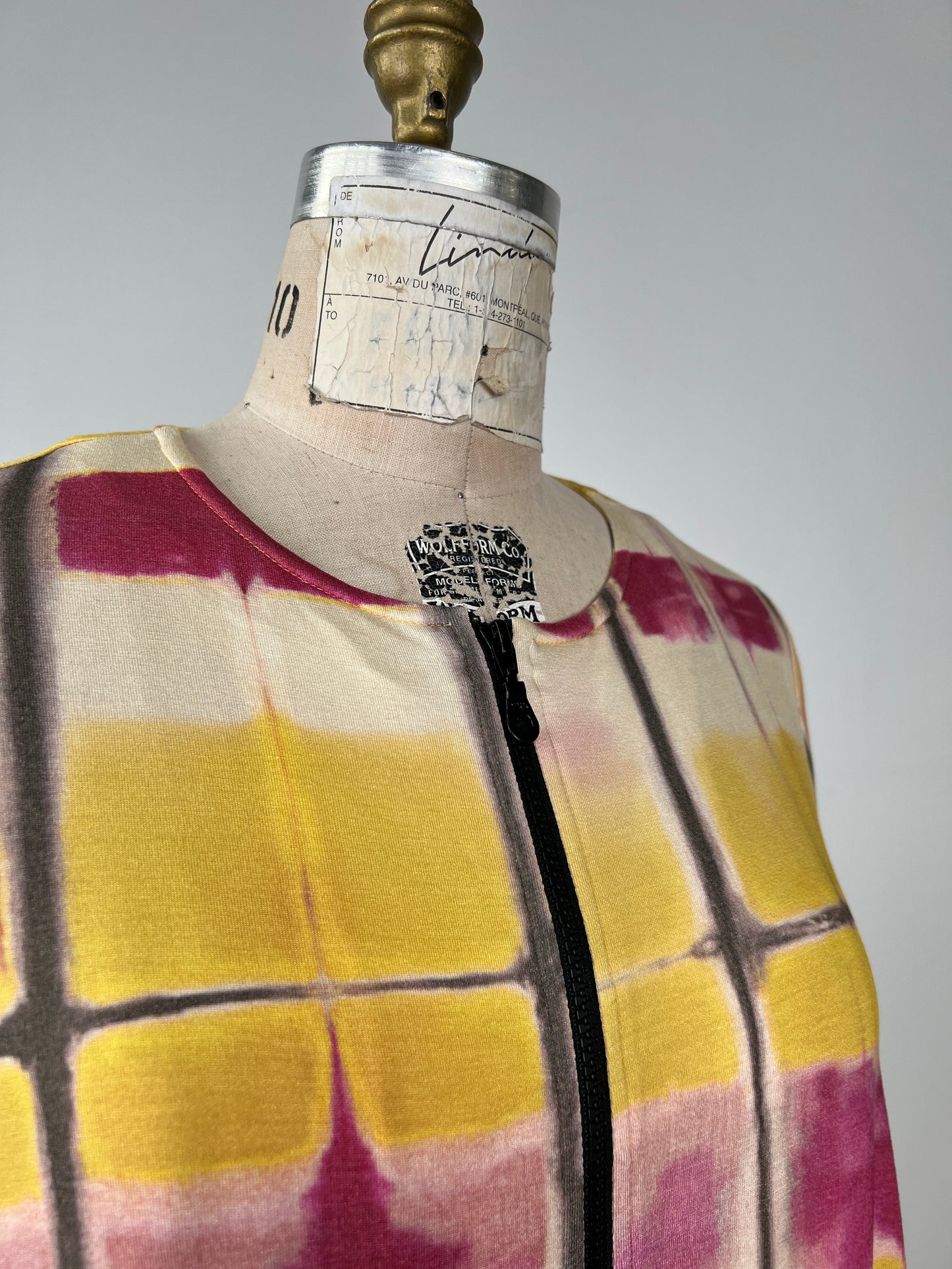 Veste tunique à carreaux aquarelle (S)