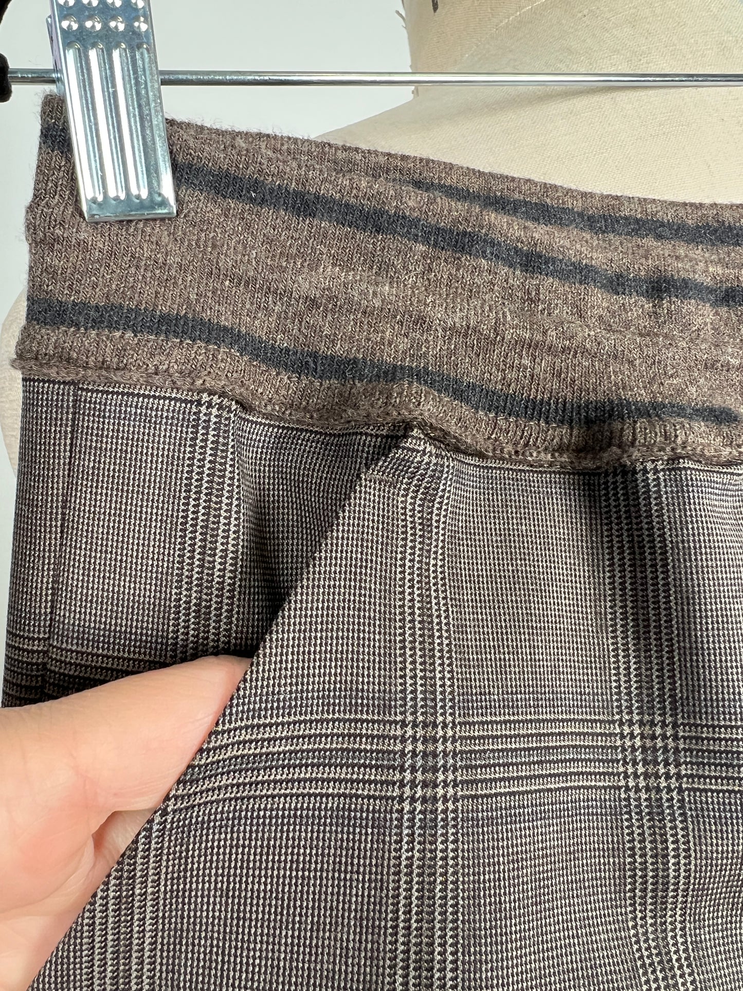 Pantalon tartan façon jogger à ceinture tricot (10+12)