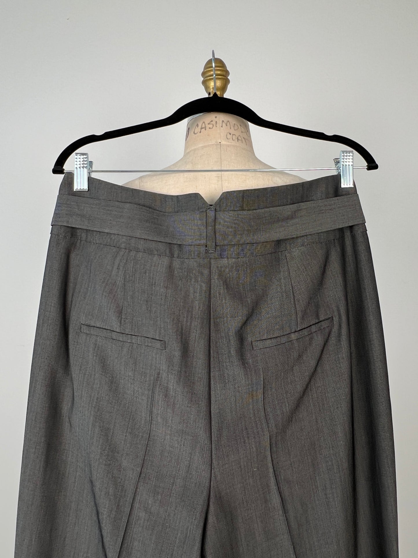 Pantalon chino à pinces noir tramé blanc lavable (10)