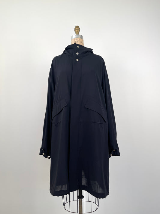 Manteau luxueux blue/black en mélange de laine extra fine (18+22)