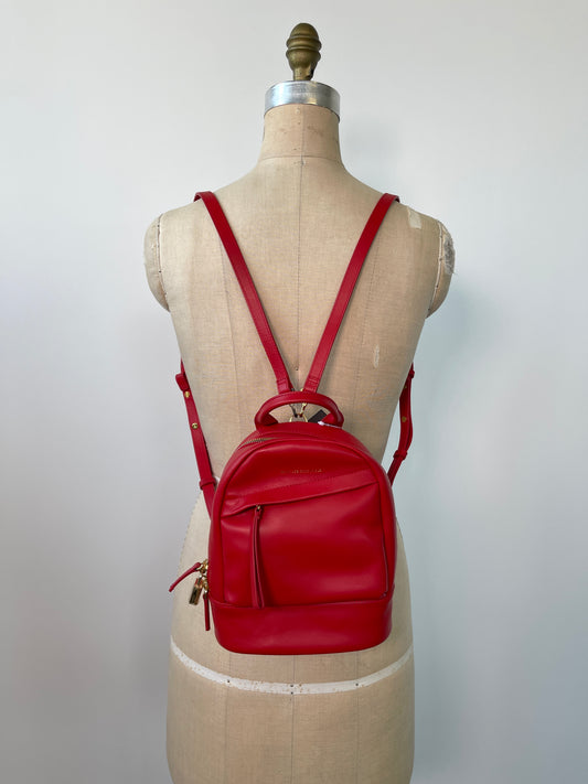 Mini sac à dos luxueux en cuir rouge IMP*