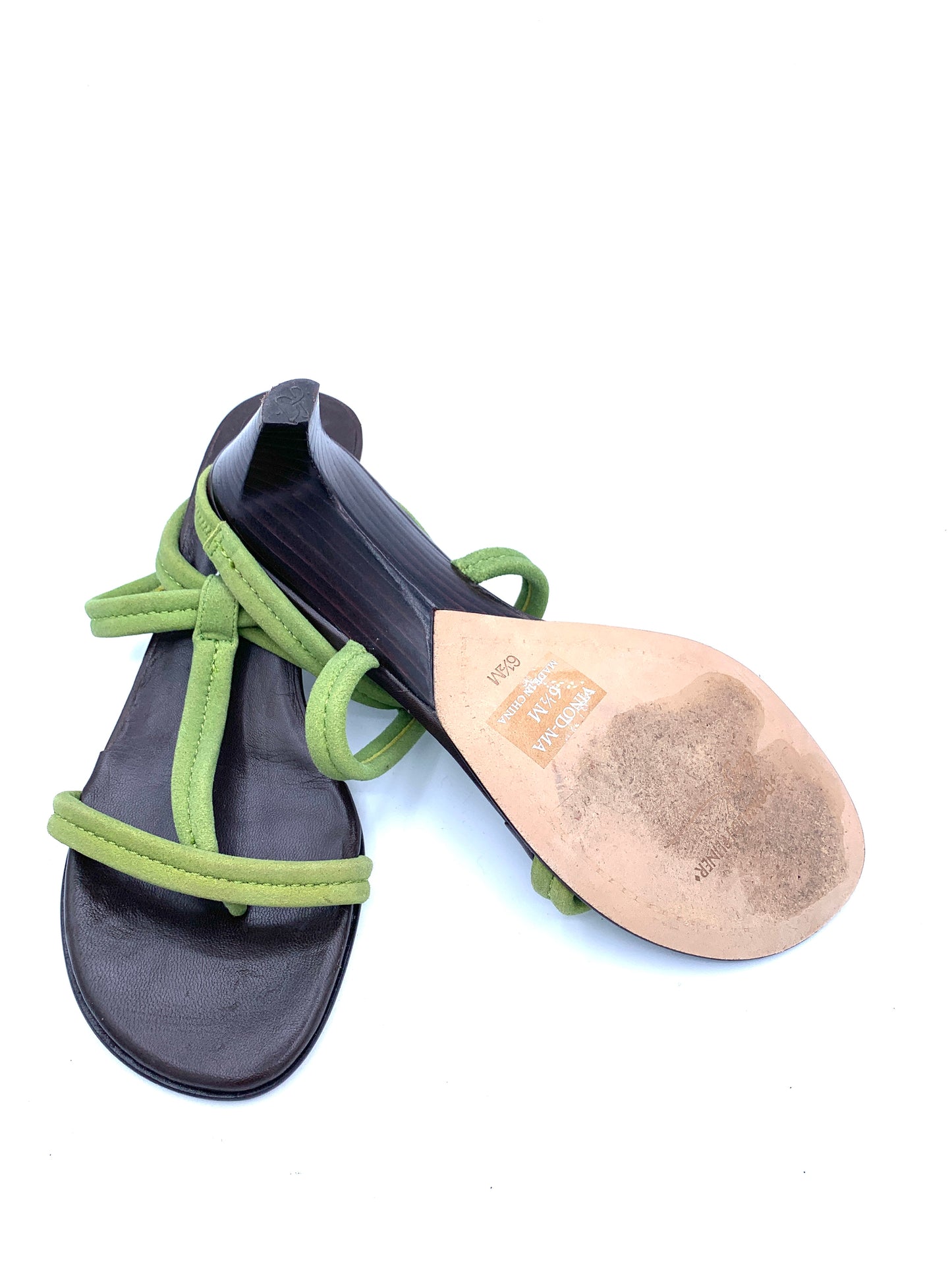 Sandales en suède vert gazon