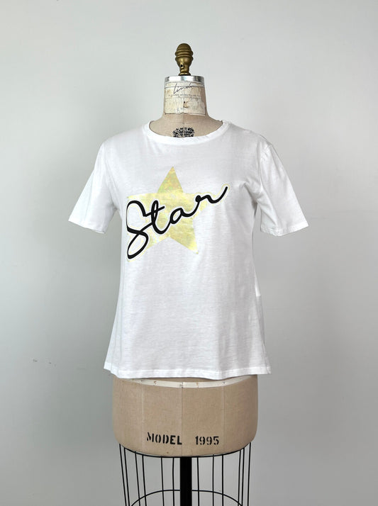 T-shirt blanc imprimé Star (S/M)