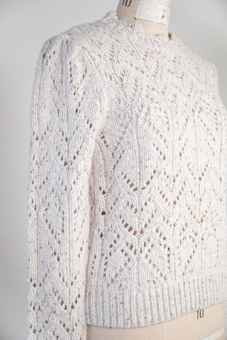 Cream mottled openwork knit sweater (8 to 12)