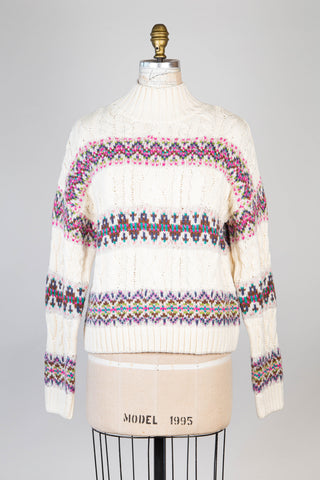 Cream sweater with cheerful jacquard (4 to 10)