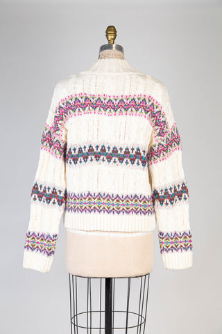 Cream sweater with cheerful jacquard (4 to 10)