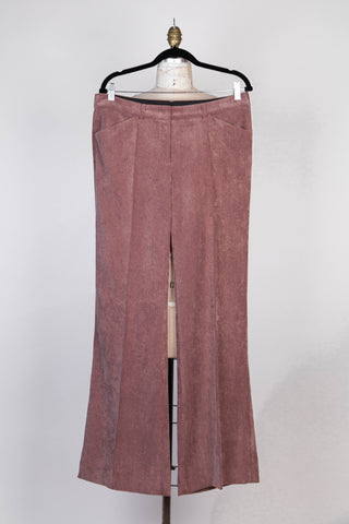 Pantalon évasé en corduroy rose thé (10)