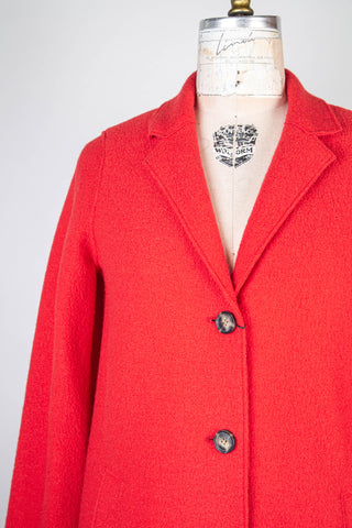 Veste rouge en pure laine vierge bouillie (6-8-12-14)