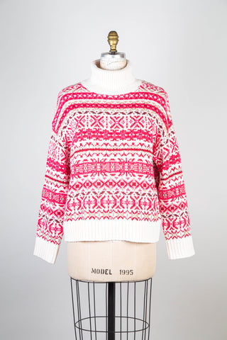 Cream turtleneck sweater with metallic pink jacquard (10)