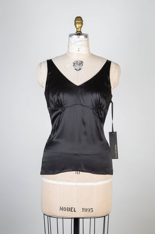 Black knit back silk top (S)