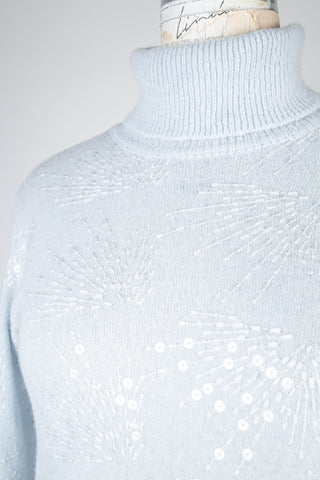 Sky blue turtleneck sweater with rhinestones (4)