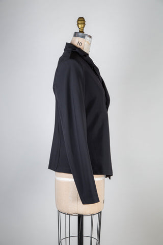 Black fitted blazer with decorative lapels (L)