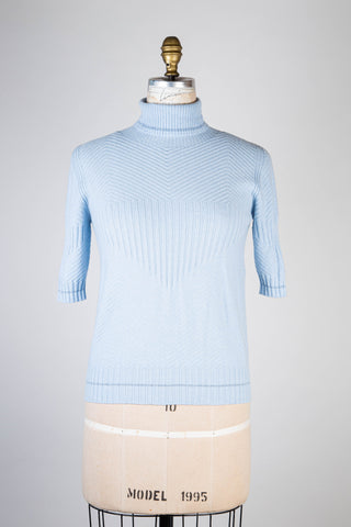 Blue sweater with glitter hems (S)