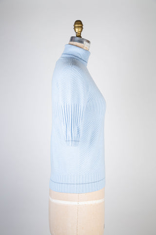 Blue sweater with glitter hems (S)