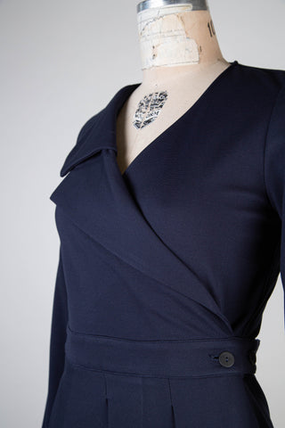 Navy chic soft wrap dress (XS and S)