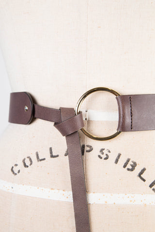 Cocoa leather tie belt (S)