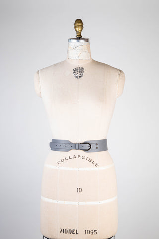 Ceinture en cuir gris ardoise (S)