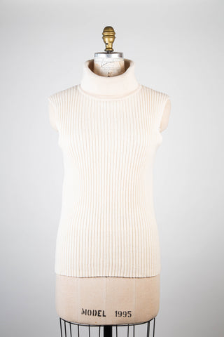 Cream Turtleneck Knit Tank Top (10)