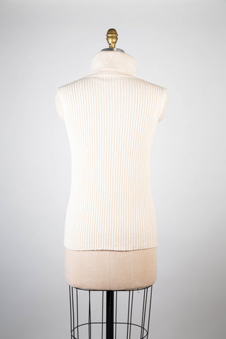 Cream Turtleneck Knit Tank Top (10)