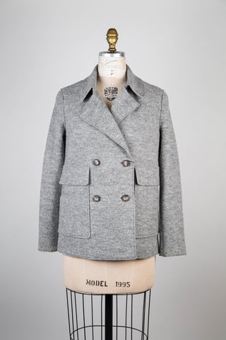 Veste en pure laine vierge gris chiné (4 et 12)