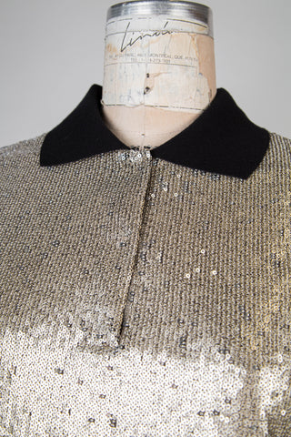 Platinum sequin polo top (4-10-12)