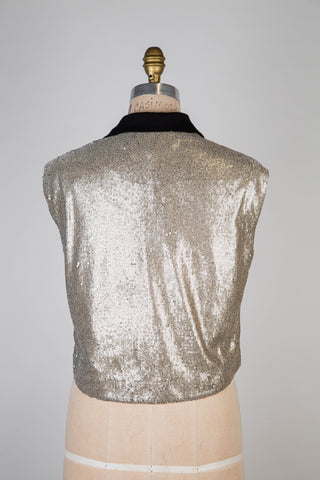 Platinum sequin polo top (4-10-12)