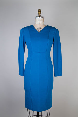 Titan Blue Structured V-Neck Dress (2-6)