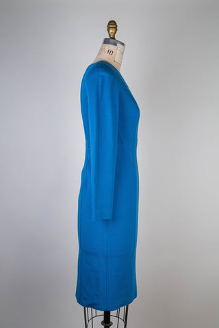 Titan Blue Structured V-Neck Dress (2-6)