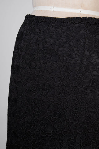 Black Floral Lace Skirt (M)