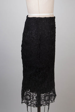 Black Floral Lace Skirt (M)