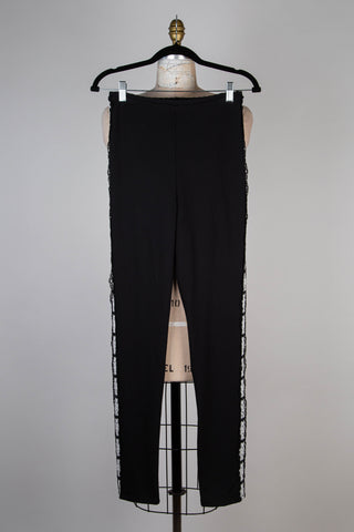 Pantalon legging cigarette noir à broderies italiennes (XS à XL)