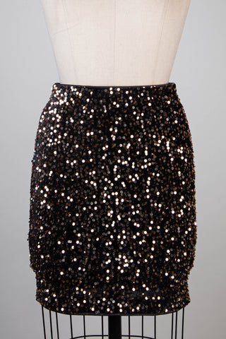 Black velvet skirt with gold sequins (4)