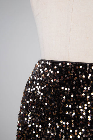 Black velvet skirt with gold sequins (4)