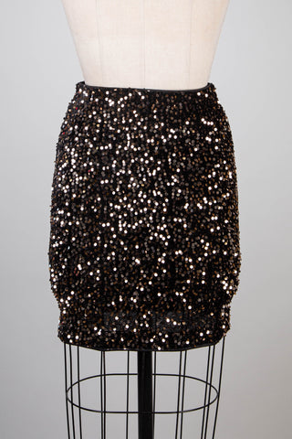 Black velvet skirt with gold sequins (4)