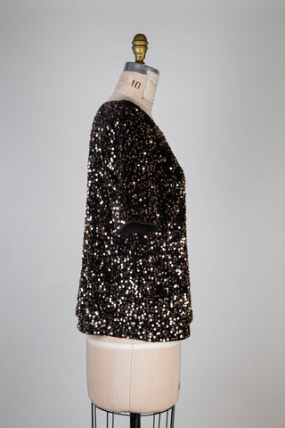 Black velvet top with gold sequins (4-6-10-12-14)