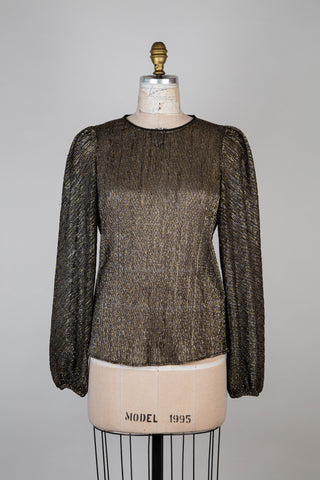 Black Glitter Gold/Silver Top with Balloon Sleeves (6-12)