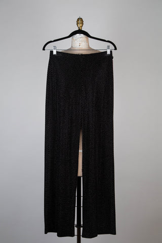 Metallic Silver Black Velvet Palazzo Pants (4-14)