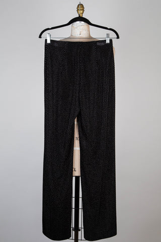 Metallic Silver Black Velvet Palazzo Pants (4-14)