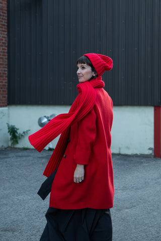 Veste rouge en pure laine vierge bouillie (6-8-12-14)