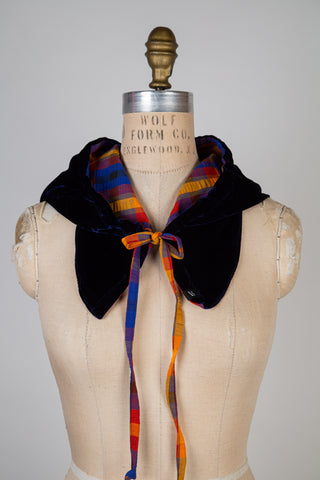 Midnight Ruched Velvet Capelet / Invigorating Tartan