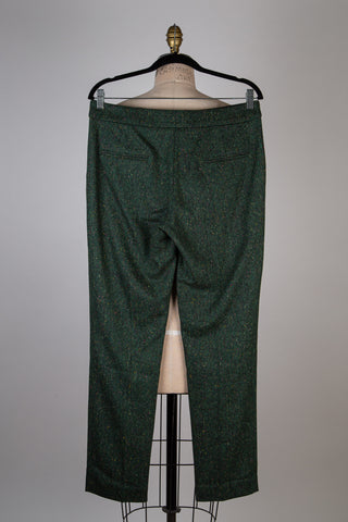 Pantalon en tweed vert coloré (10)